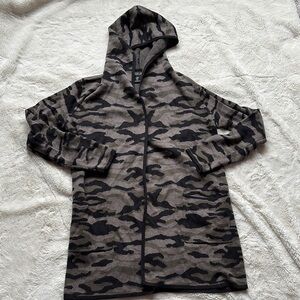 Rachel Zoe Camo Cardigan Hoodie | Longline Open Sweater Jacket Size Medium